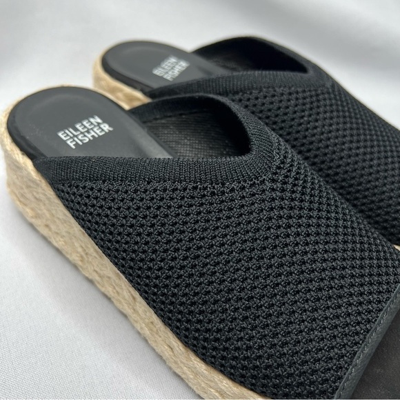 NWOT EILEEN FISHER Tali Platform Wedge Slip On Black Sandals Women's Siz… - Picture 11 of 16